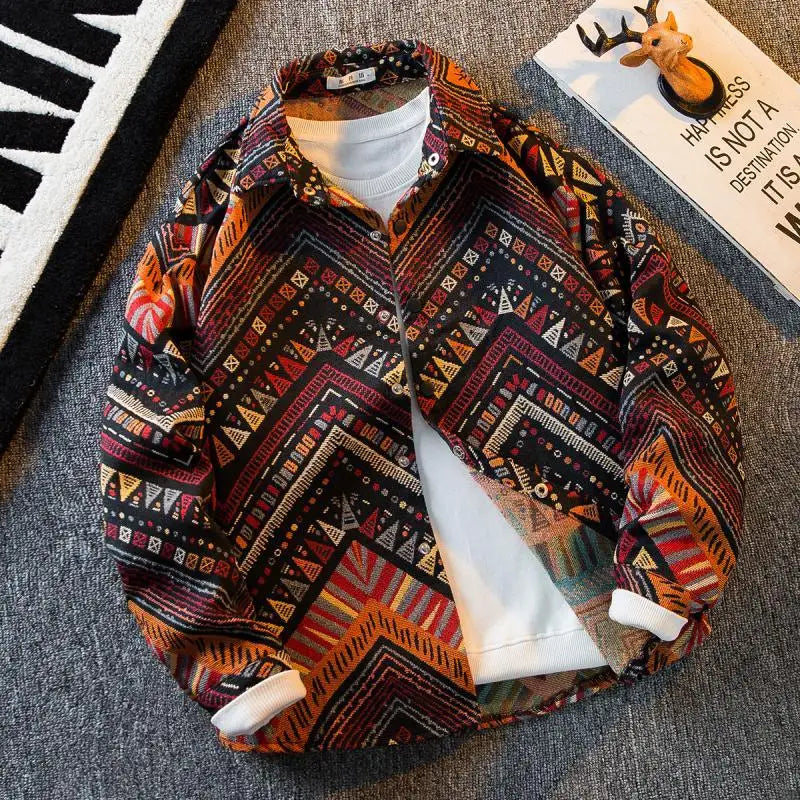 Ethnic Woven Pattern Button Closure Shirt