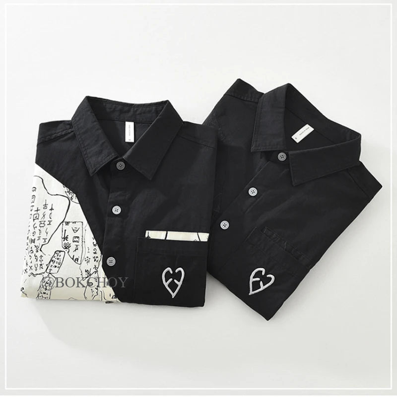 Geometric Patchwork Cotton Men's Shirt