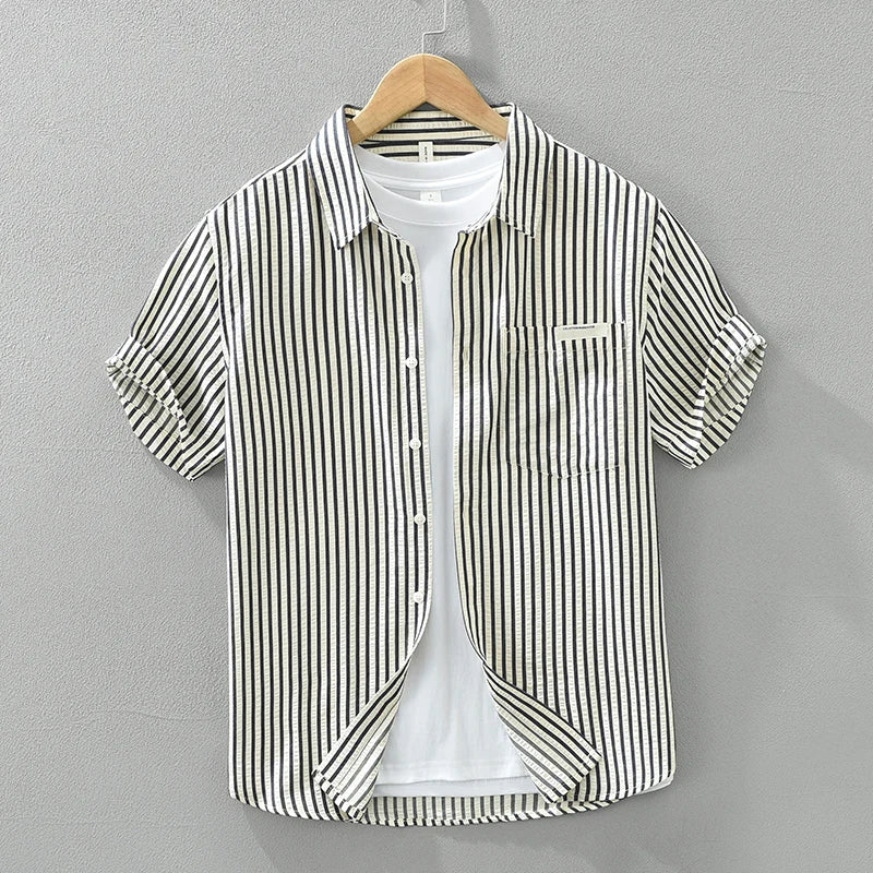 Striped Short Sleeve Summer Style Shirt