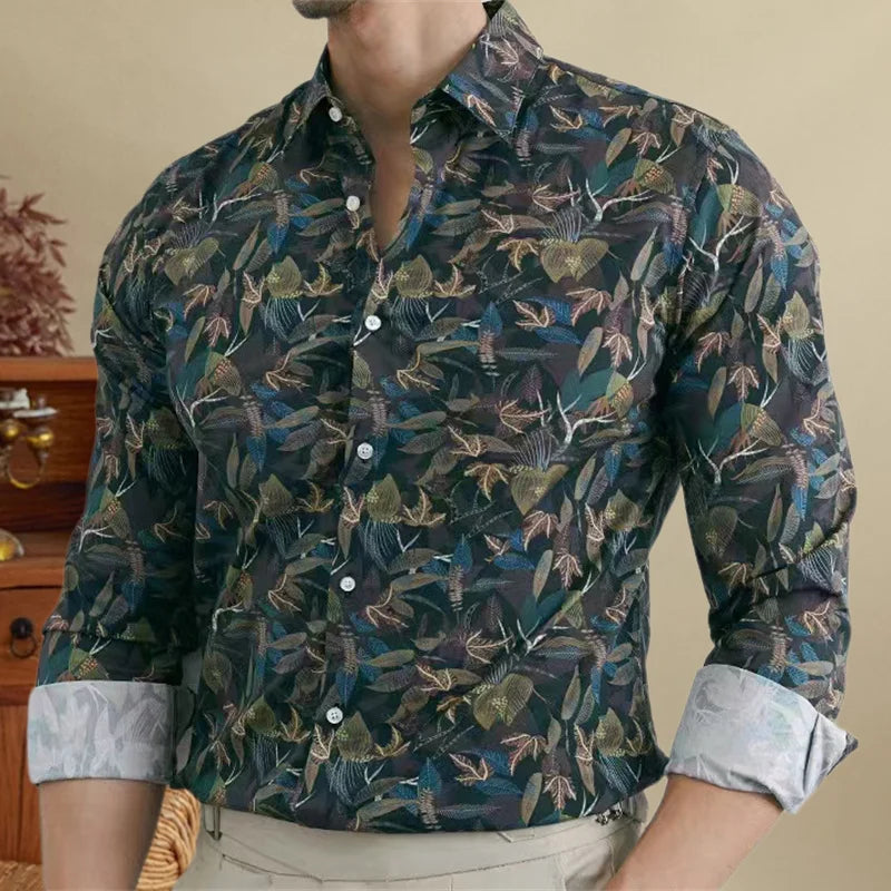 Floral Print Slim Fit Polyester Shirt