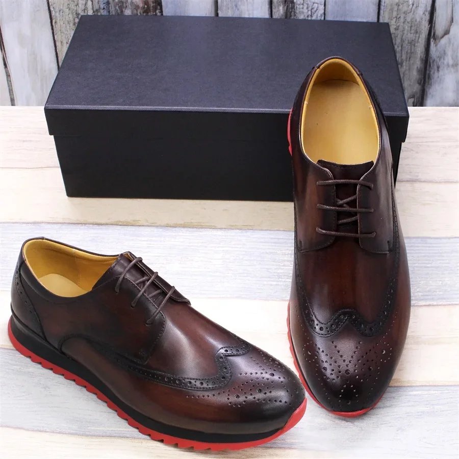 Wingtip Leather Brogue Style Shoes