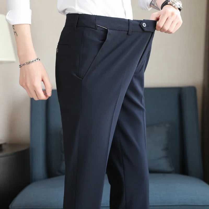 Smart Casual Style Polyester Trousers