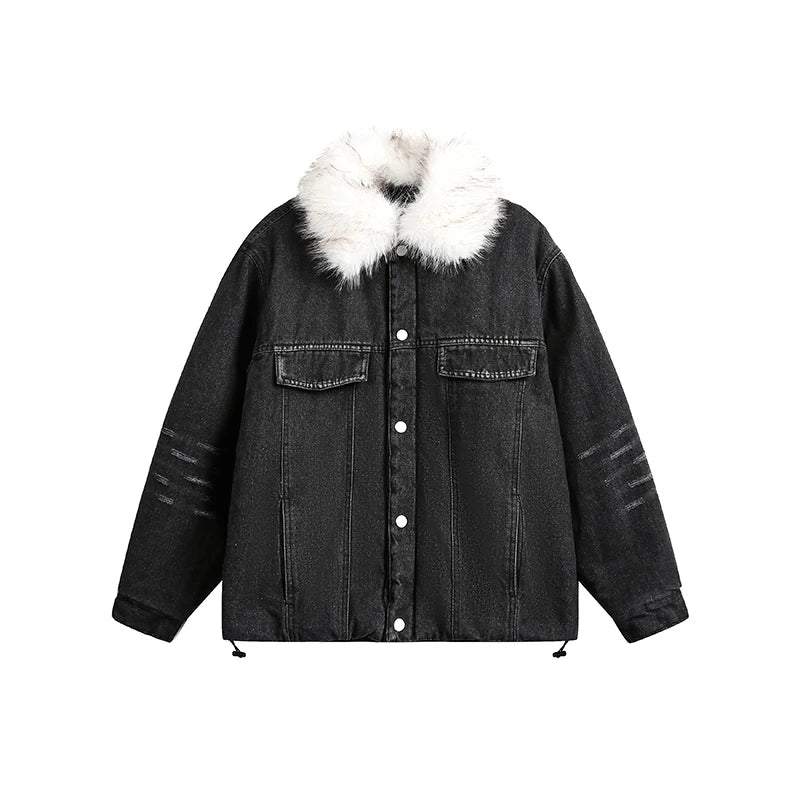 Detachable Fur Collar Single Breasted Jacket