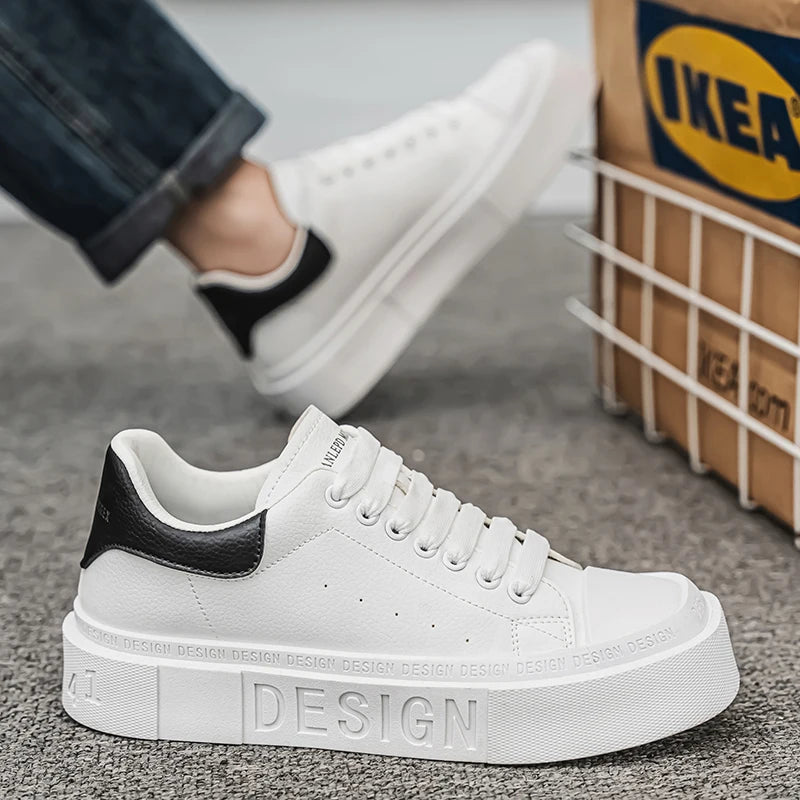 Comfortable Leather Low-Cut Platform Sneakers