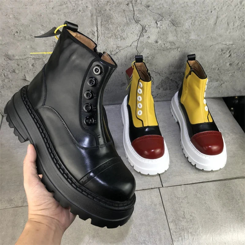 Colorful Thick Sole Motorcycle Boots