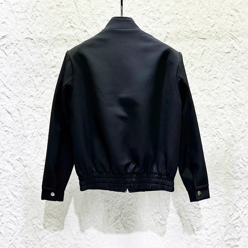 Pearls Beading Patchwork Zipper Jacket