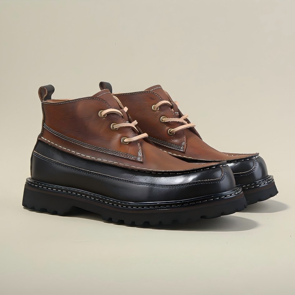 Rugged Style Leather High Top Boots