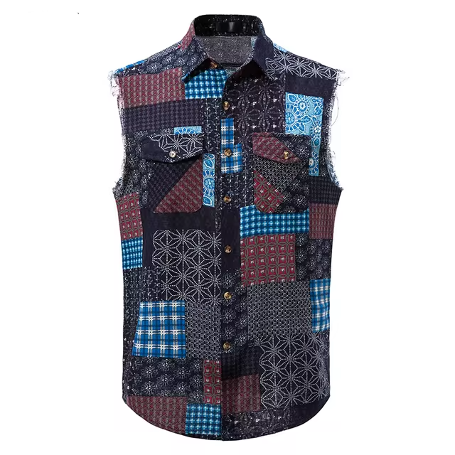 Casual Geometric Printed Sleeveless Shirt