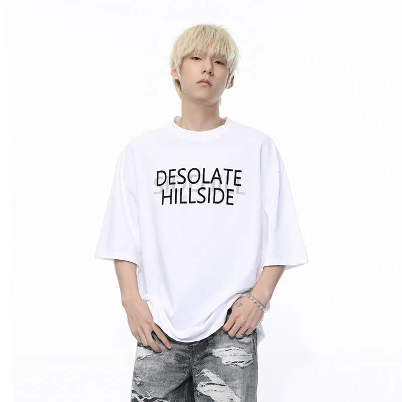Trend Letter Contrasting Color T-Shirt