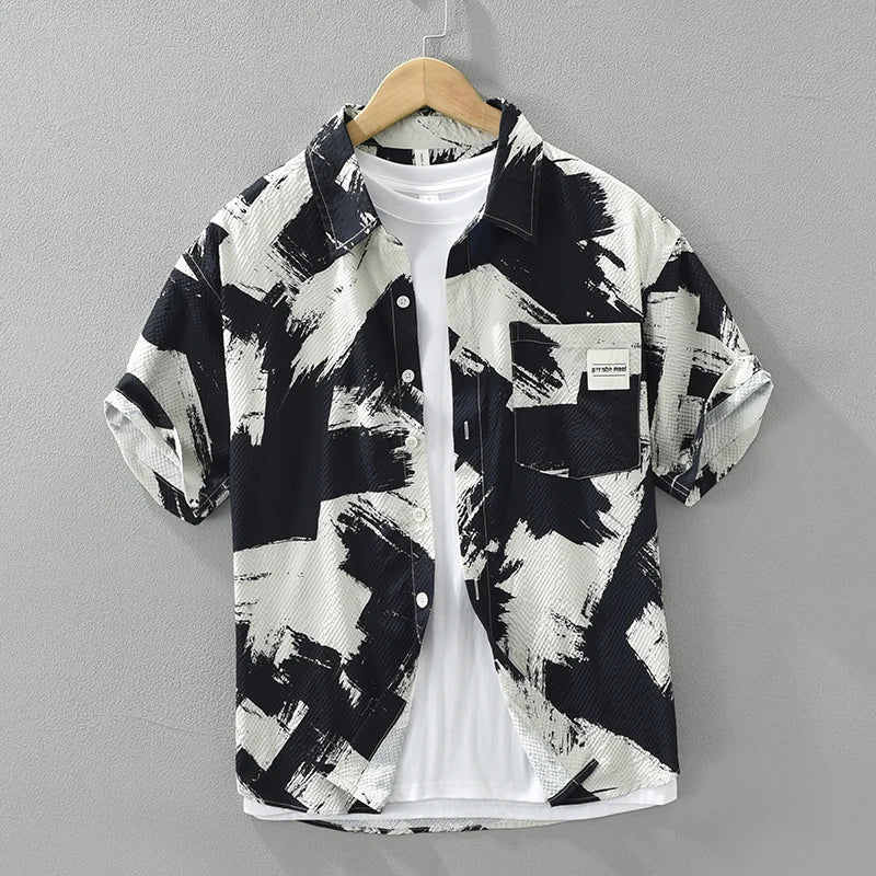 Casual Turn-down Collar Abstract Shirt