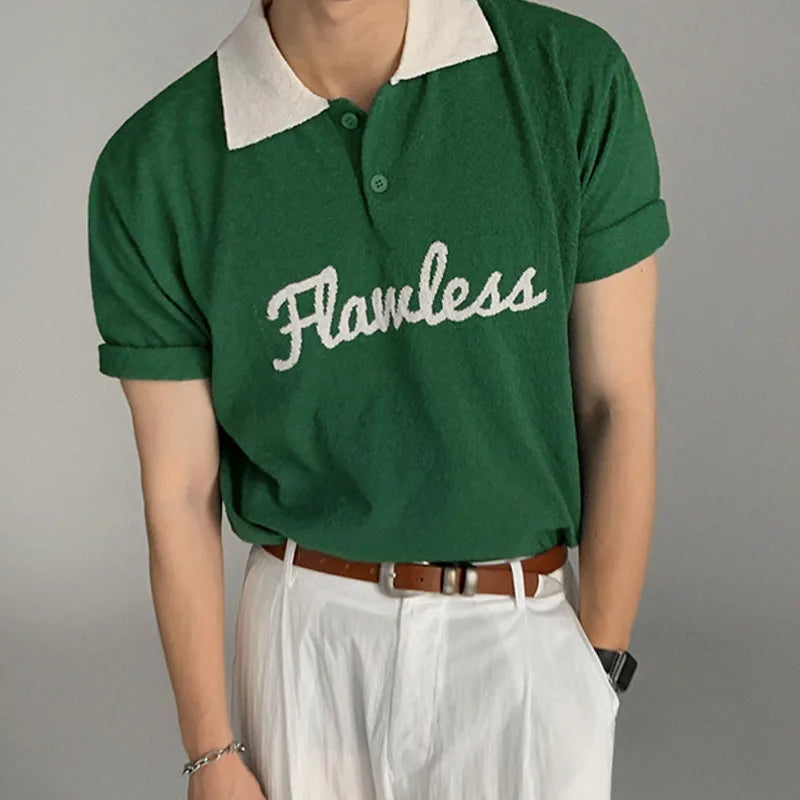 Casual Letter Short Sleeve Polo Shirt