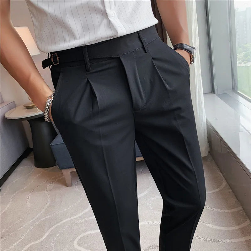 Casual Small Belt Slim Fit Trousers