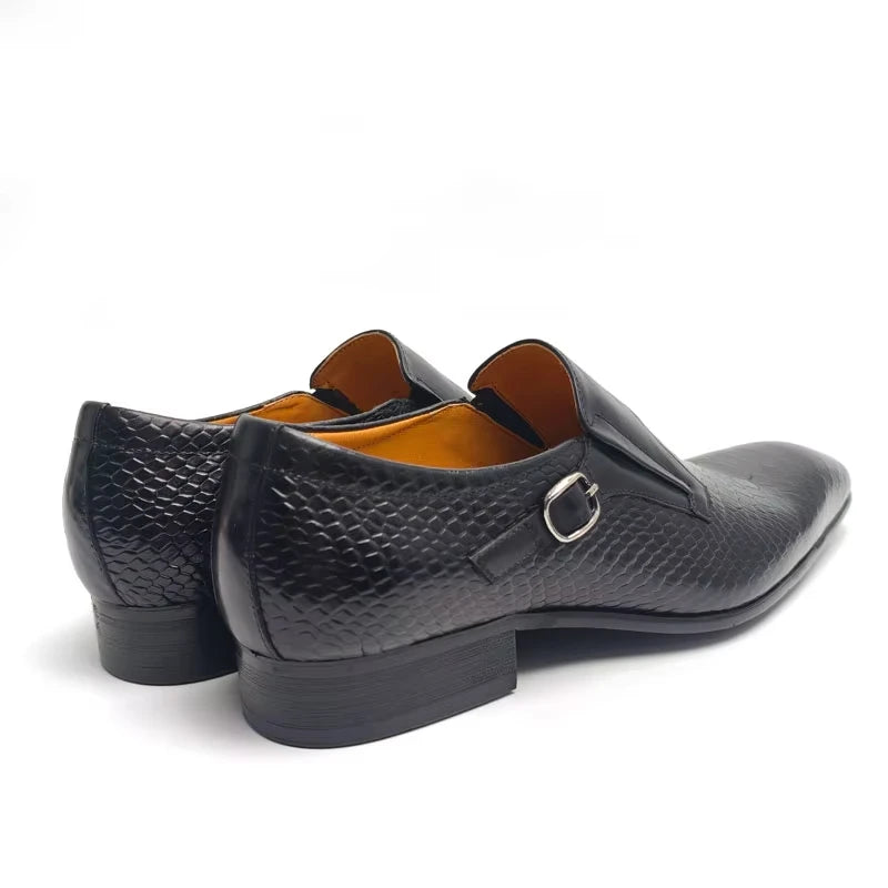 Fashions Slip-On Buckle Leather Shoes