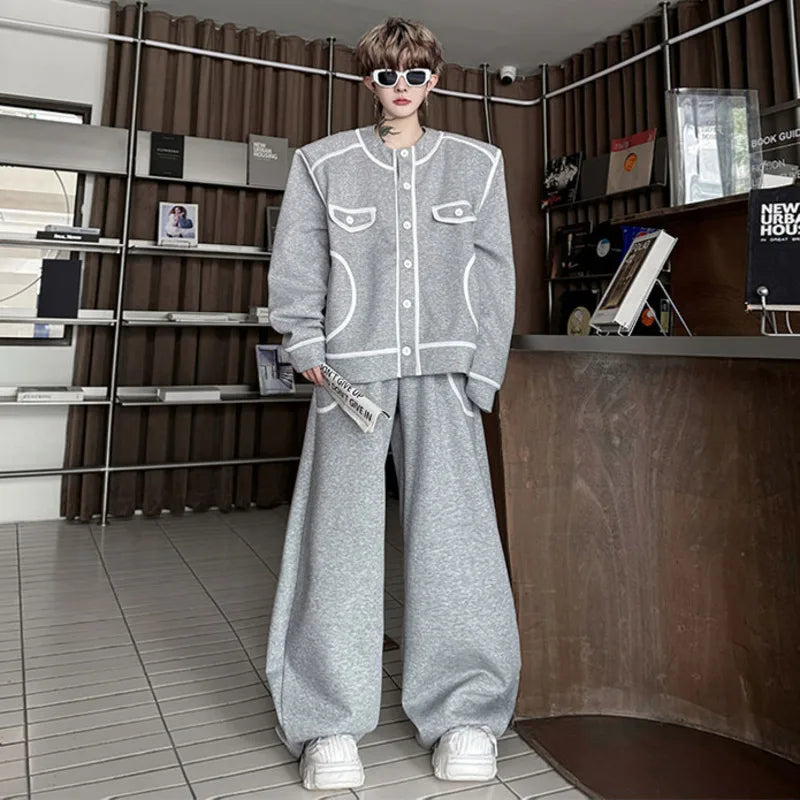 Covered Edge Design Loose Pants Set