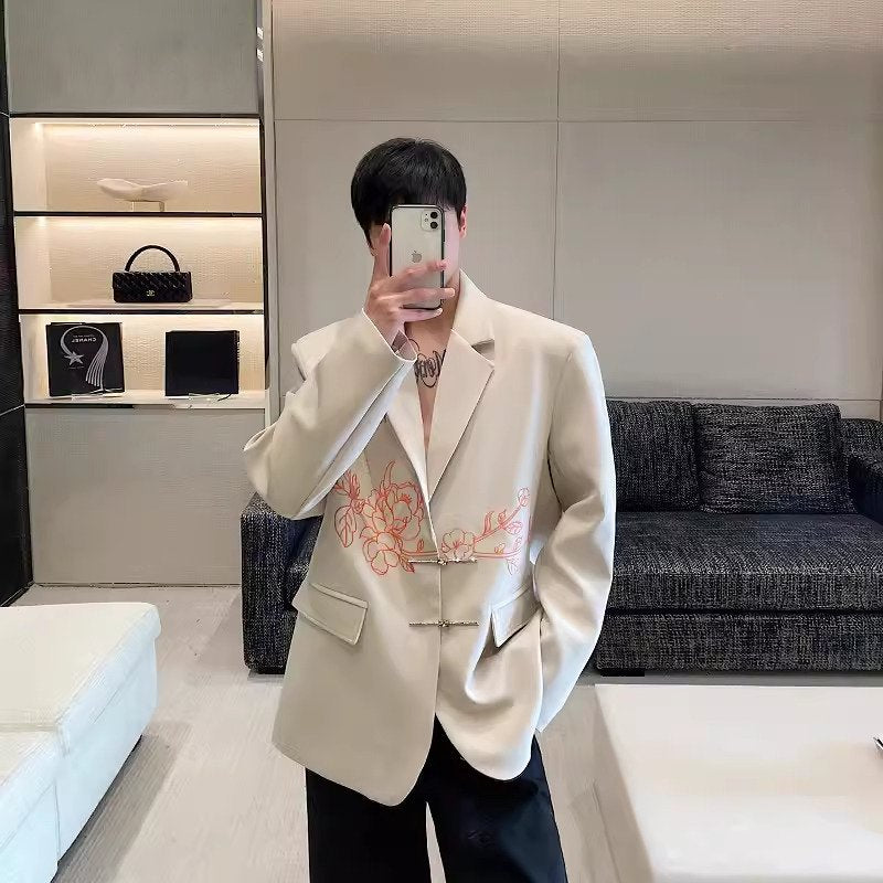 Chinese Style Flower Embroidery Blazer