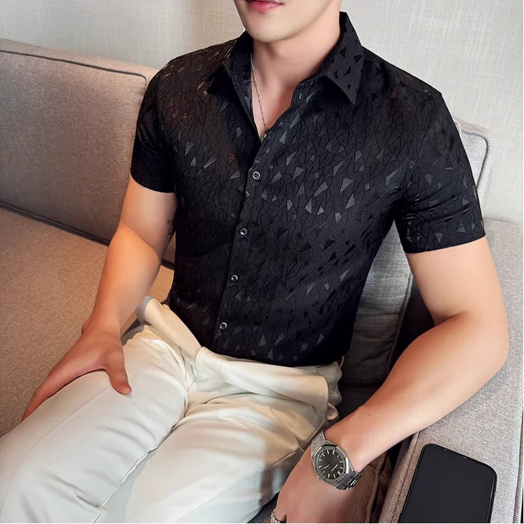 Geometric Slim Fit Single Breasted Shirt
