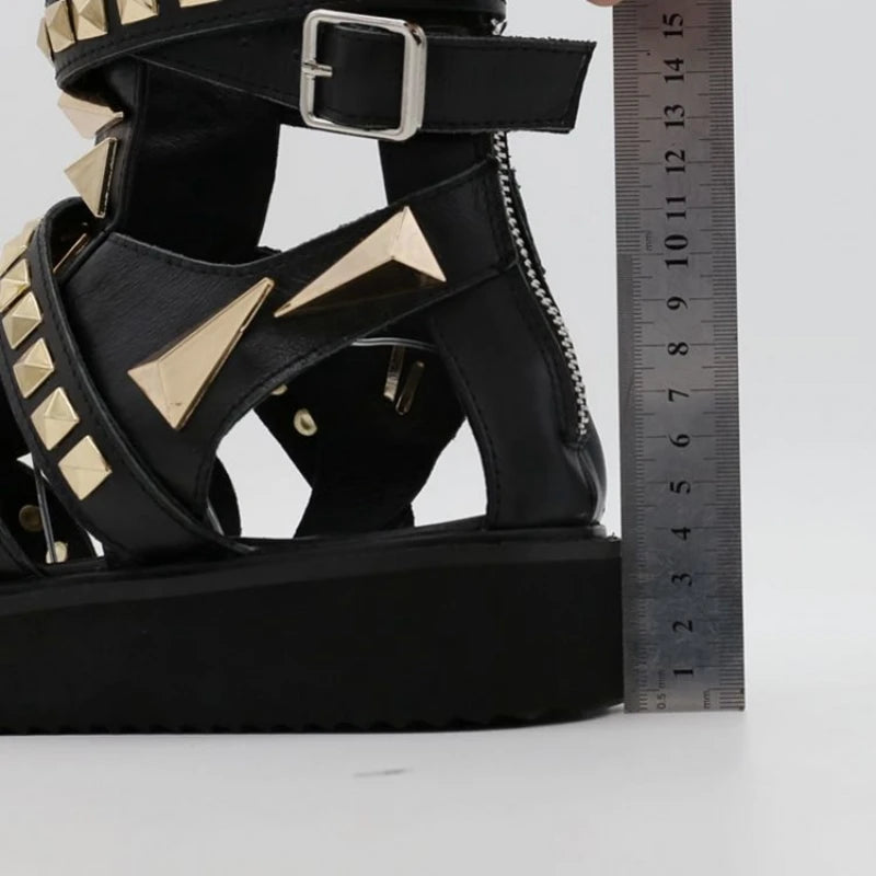 Hollow Platform Rivets Punk Gladiator Sandals