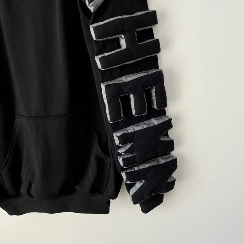 Three-Dimensional Letter On Sleeve Sweatshirt