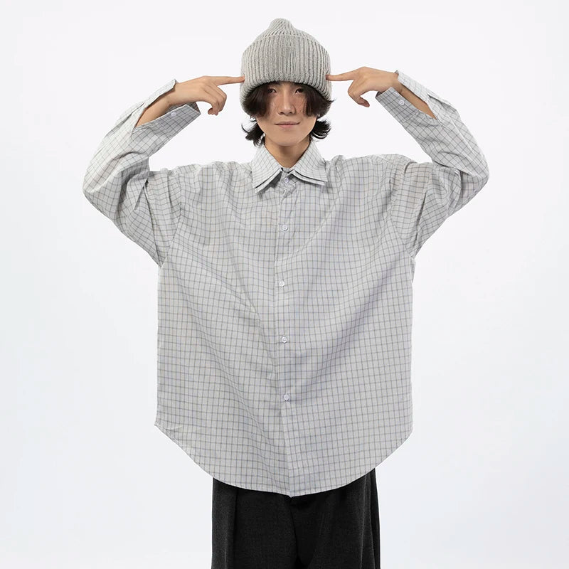 Loose Checkered Pattern Long-Sleeved Shirt