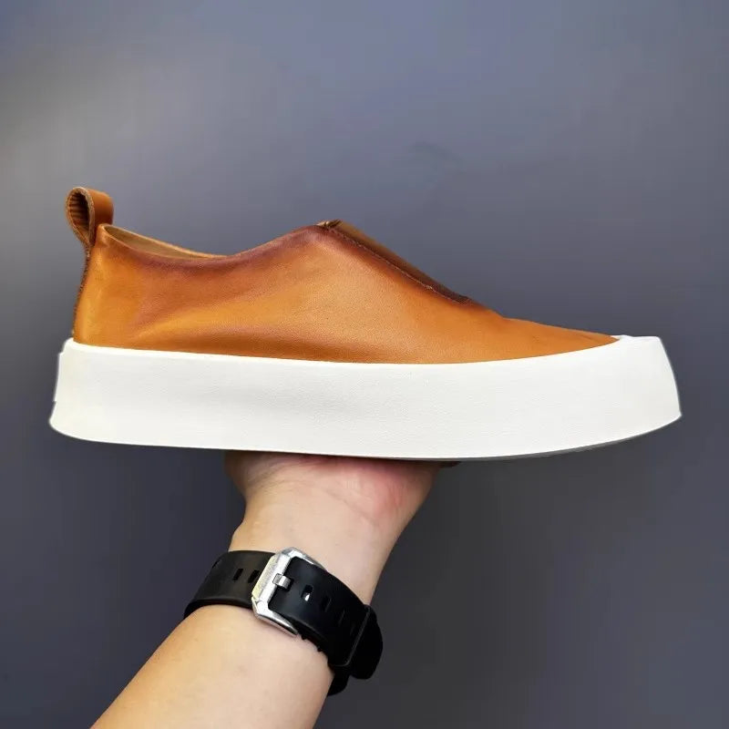 Cowhide Genuine Leather Platform Shoes