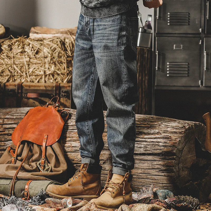 Classic Vintage Washed Denim Jeans