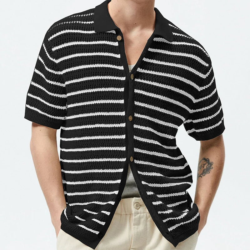 Striped Woolen Single Breasted Shirt