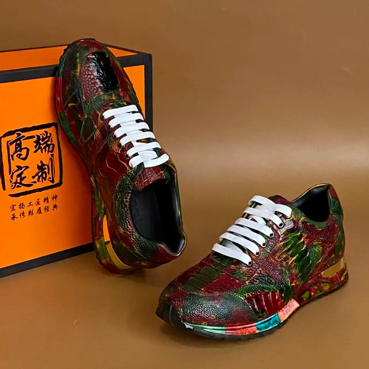 Mixed Colors Genuine Leather Sneakers