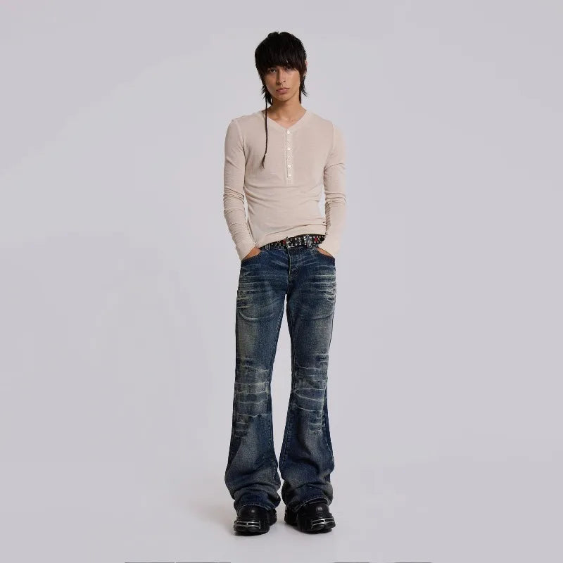 Y2K Mid Blue Washed Flare Jeans
