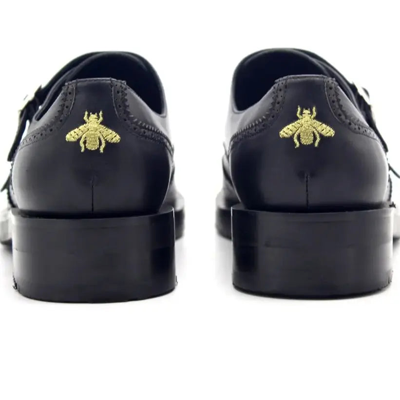 Monk Strap Rivets Black Formal Shoes