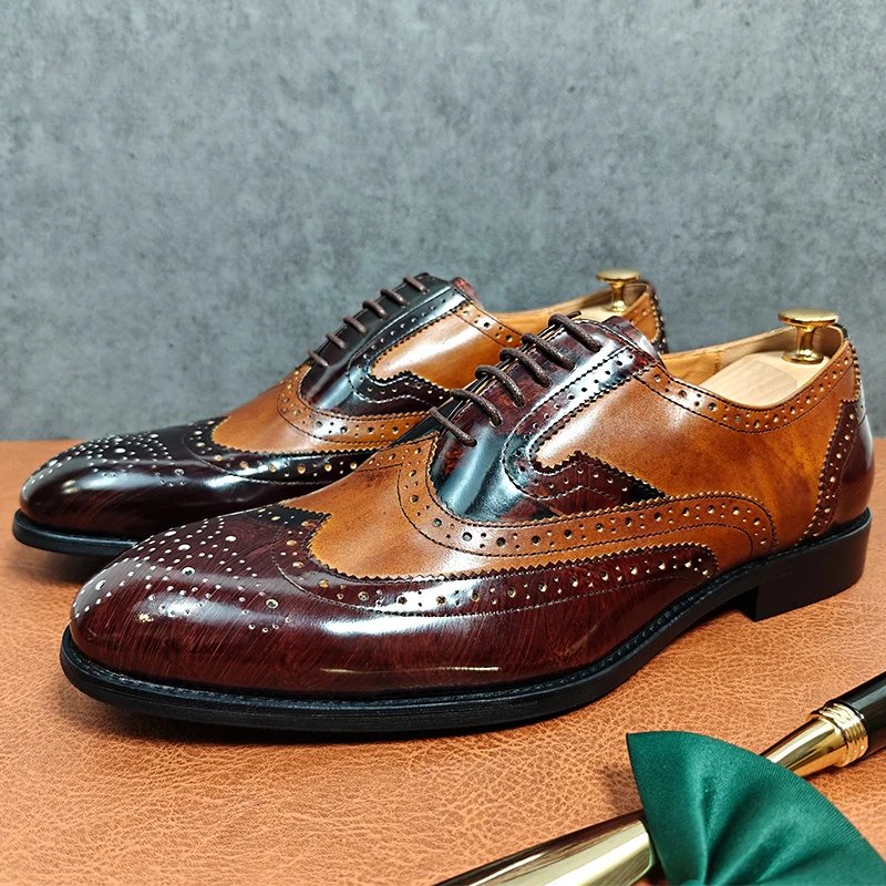 Brown Classic Design Brogue Style Shoes