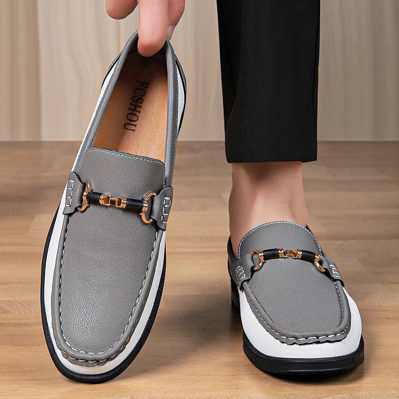 Metal Appliqués Split Leather Loafers