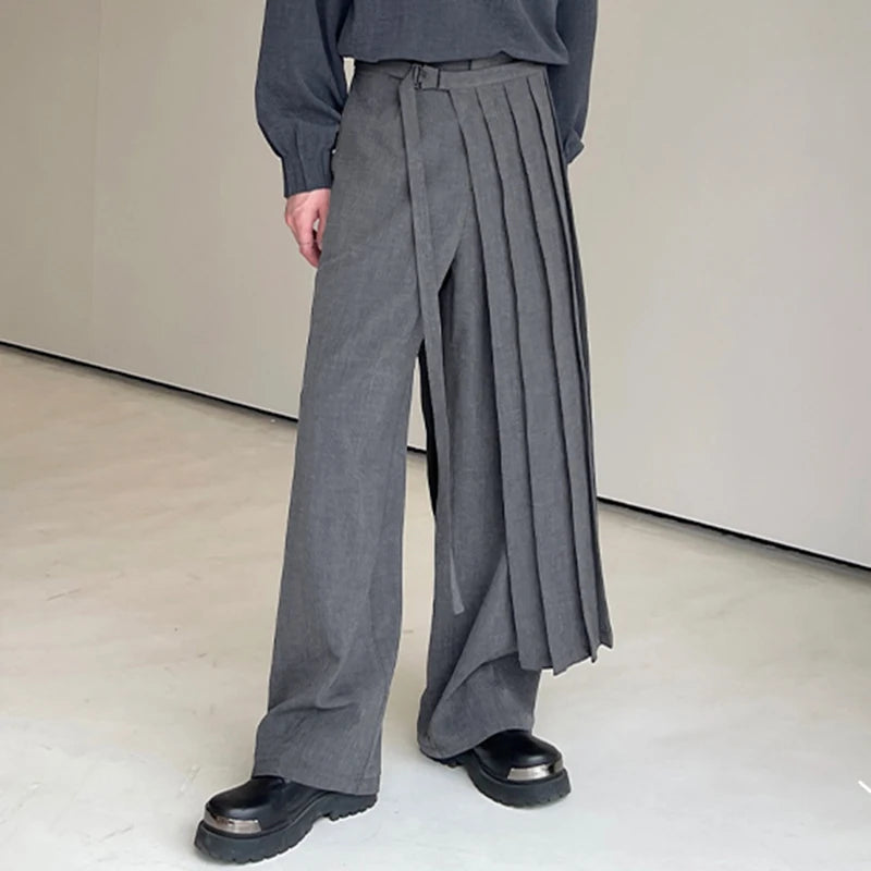 Irregular Detachable Loose Pleated Pants