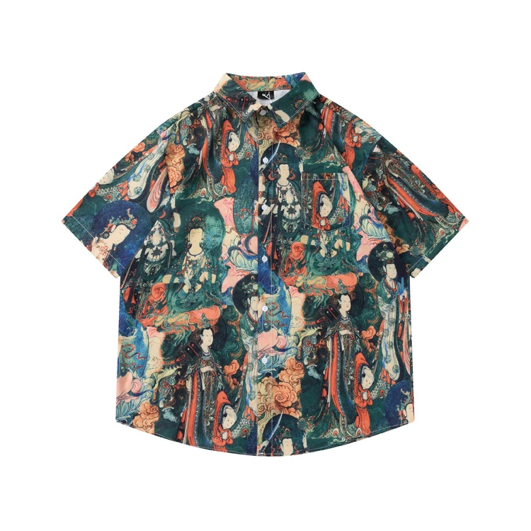 Vintage Casual Printed Short Sleeve Shirt