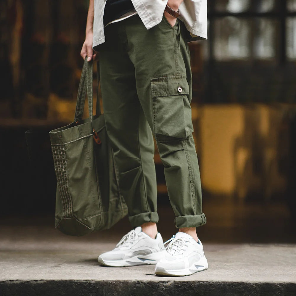 Solid Army Green Cargo Pants