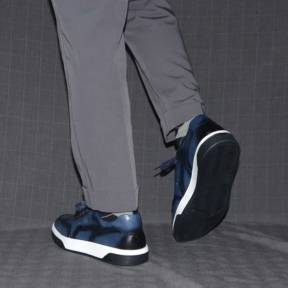 Solid Blue Black Sports Style Shoes