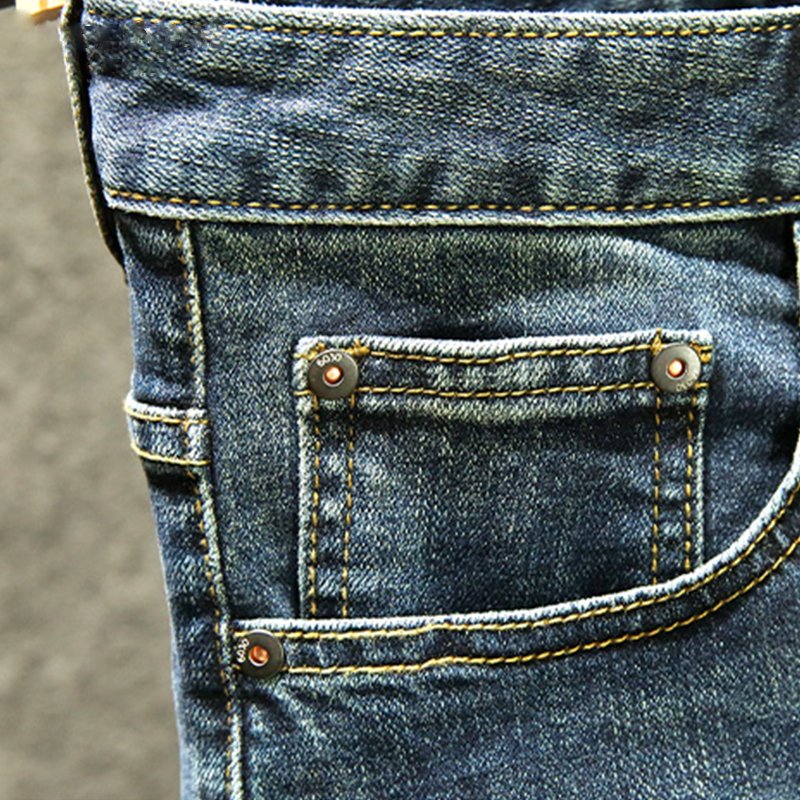 Distressed Washed Mid-Waist Denim Jeans