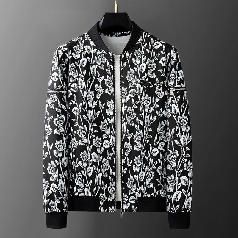 Contrasting Floral Printing Pattern Jacket