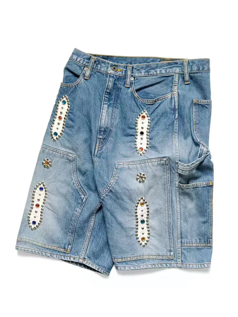 Cotton Denim Knee-Length Shorts