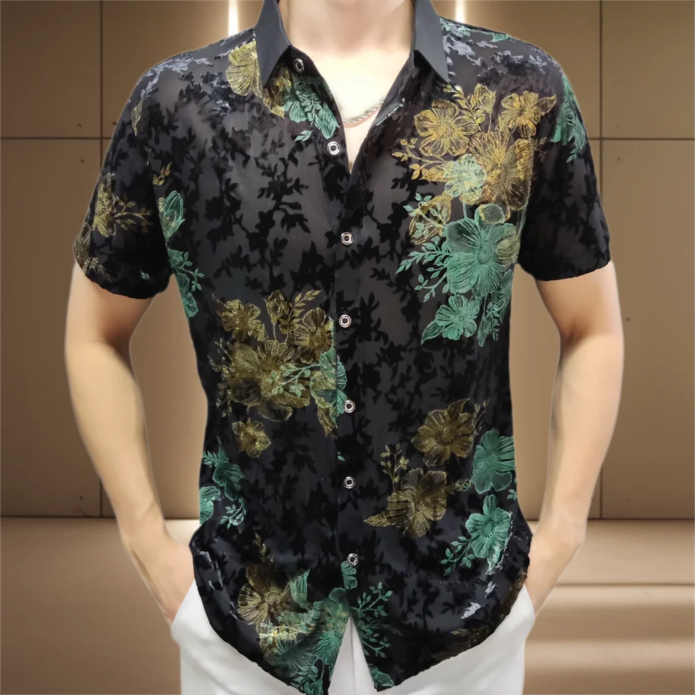 Embroidery Transparent Mesh Shirt