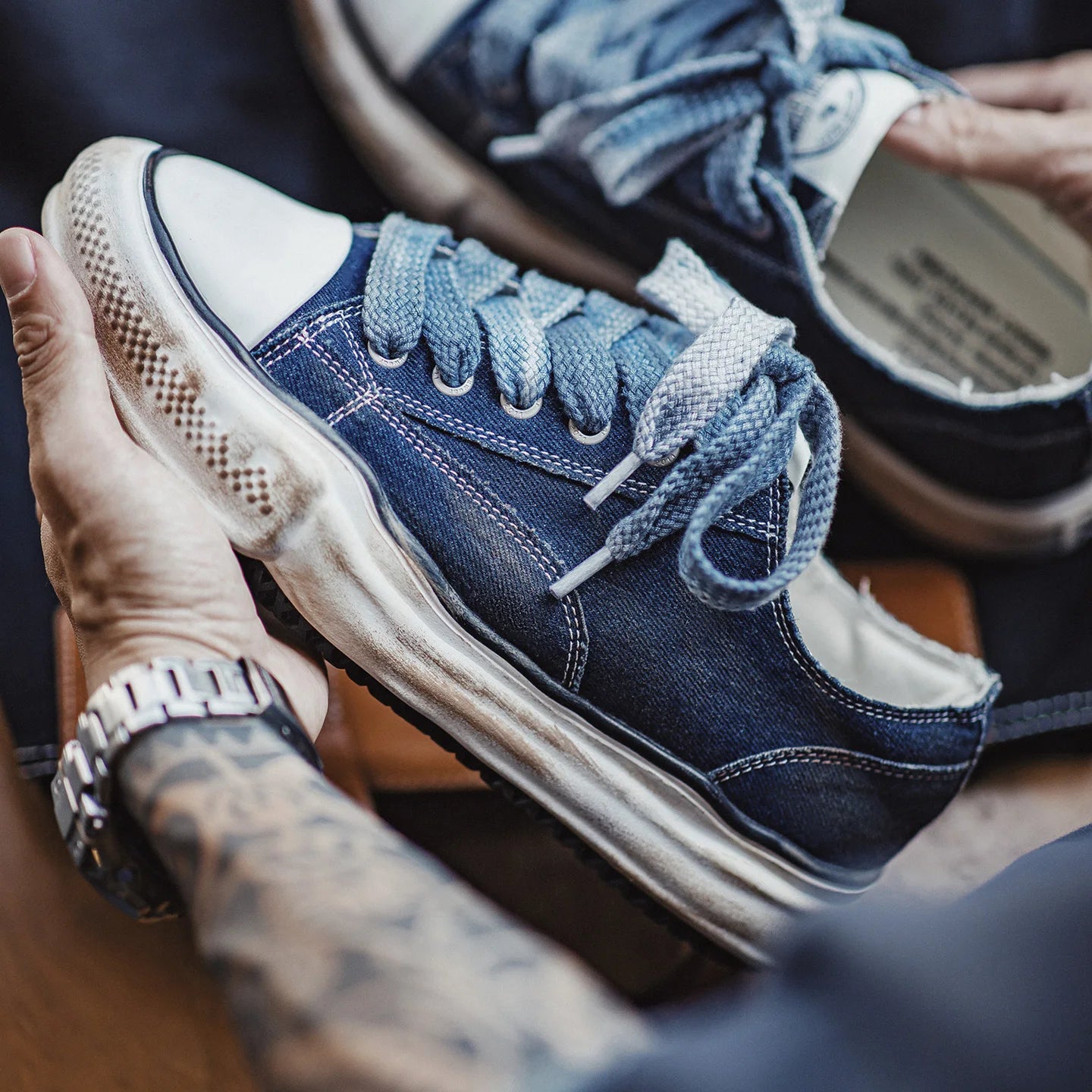 Retro Washed Denim Canvas Sneakers