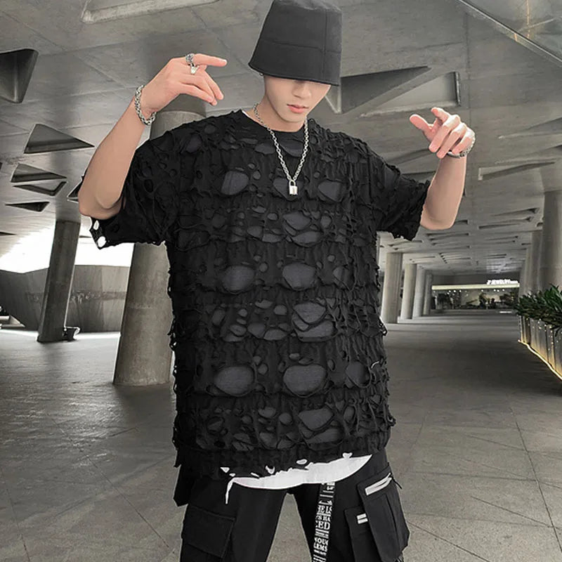 Ripped Hip Hop Distressed Hole Oversized T-Shirt