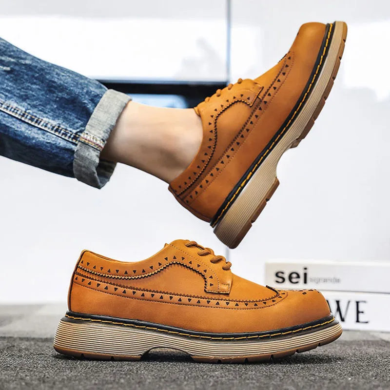 Yellow-Brown Genuine Leather Shoes