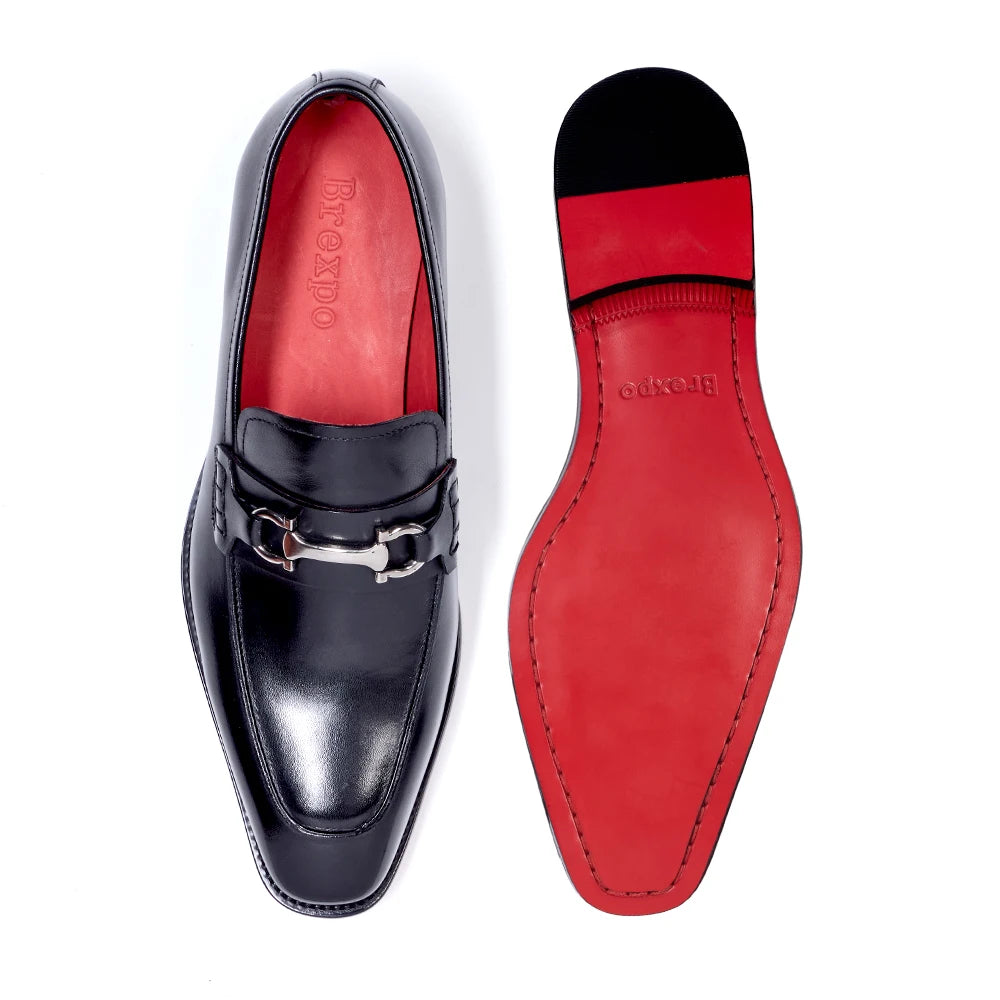 Metal Appliques Cowhide Leather Loafers