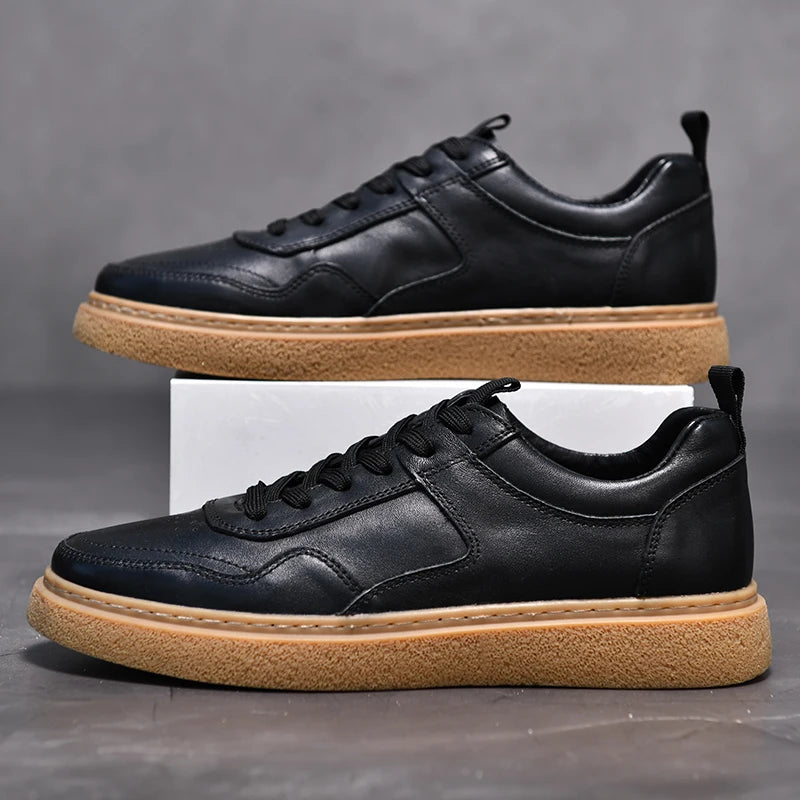 Color Block Leather Low-Top Sneakers
