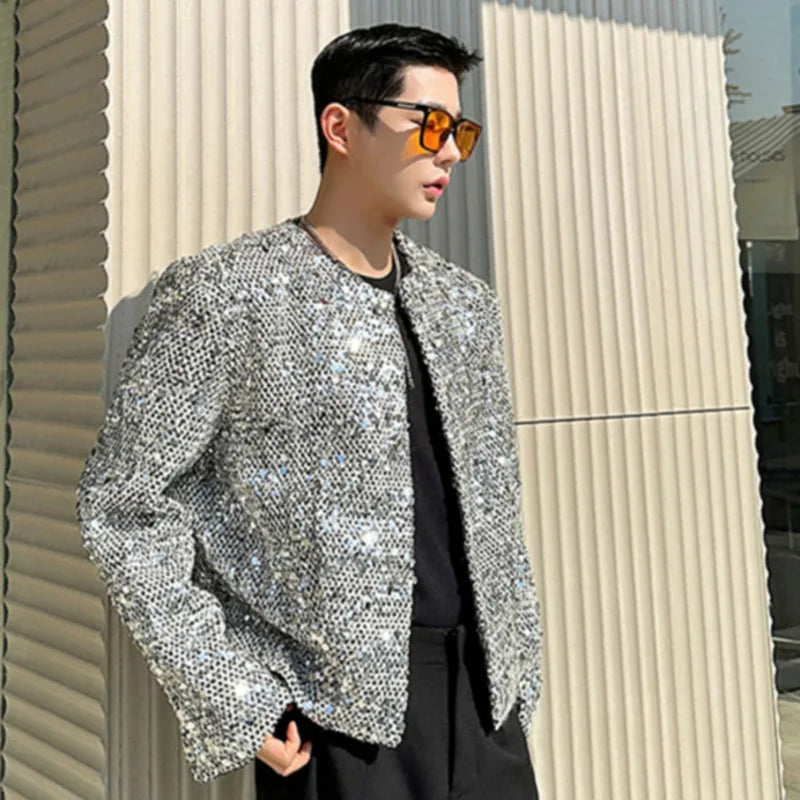 Silver Color Sequins Decoration Jacket