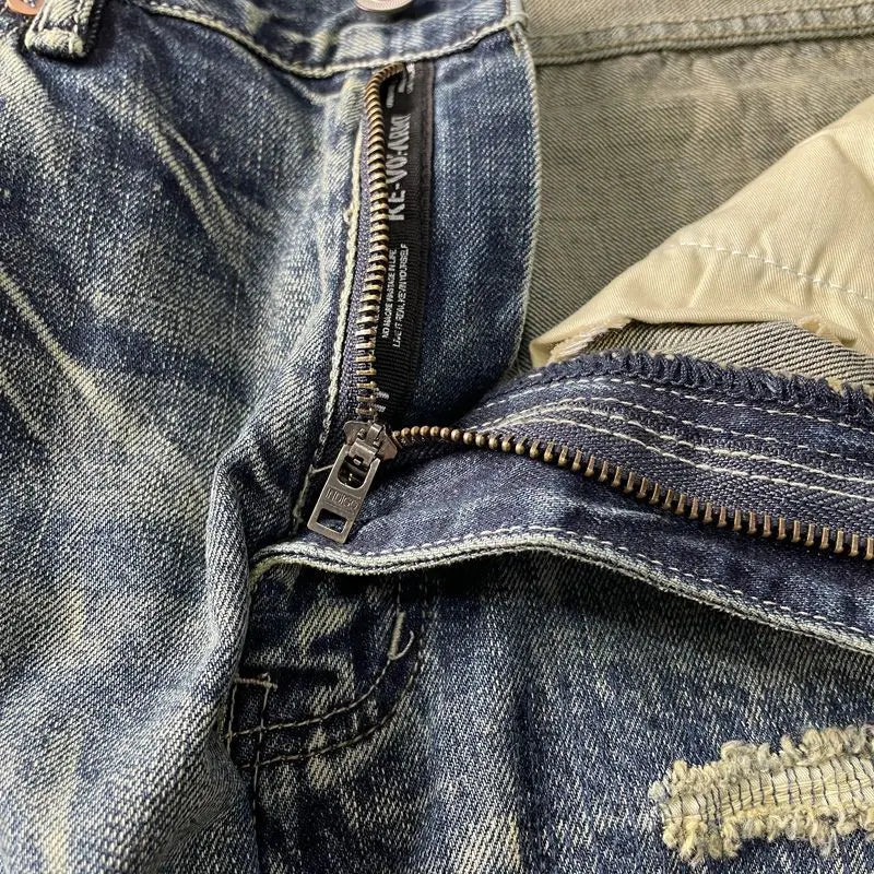 Distressed Washed Ripped Straight Leg Jeans