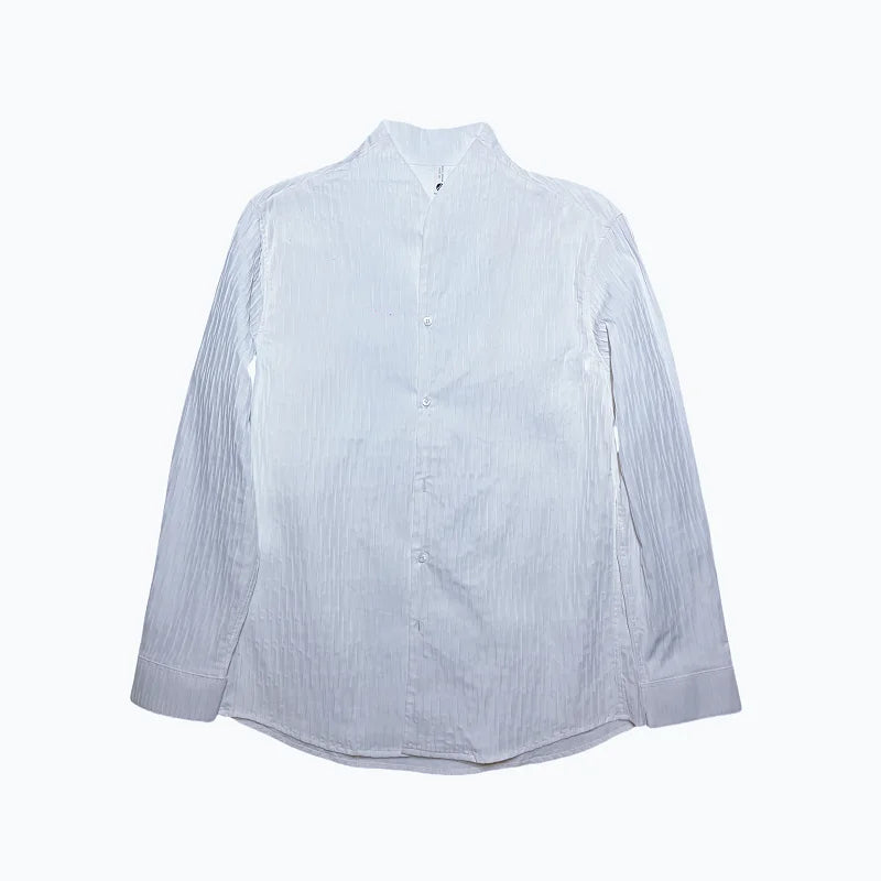Textured Mandarin Collar Dress Shirt