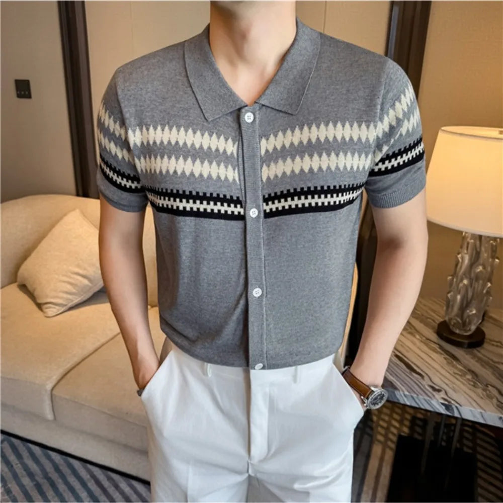 Lyocell Knitted Single Buttoned Shirt