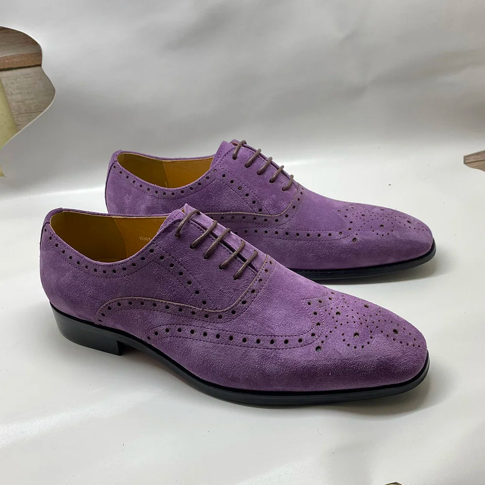 Soft Cow Suede Dots Oxfords Shoes