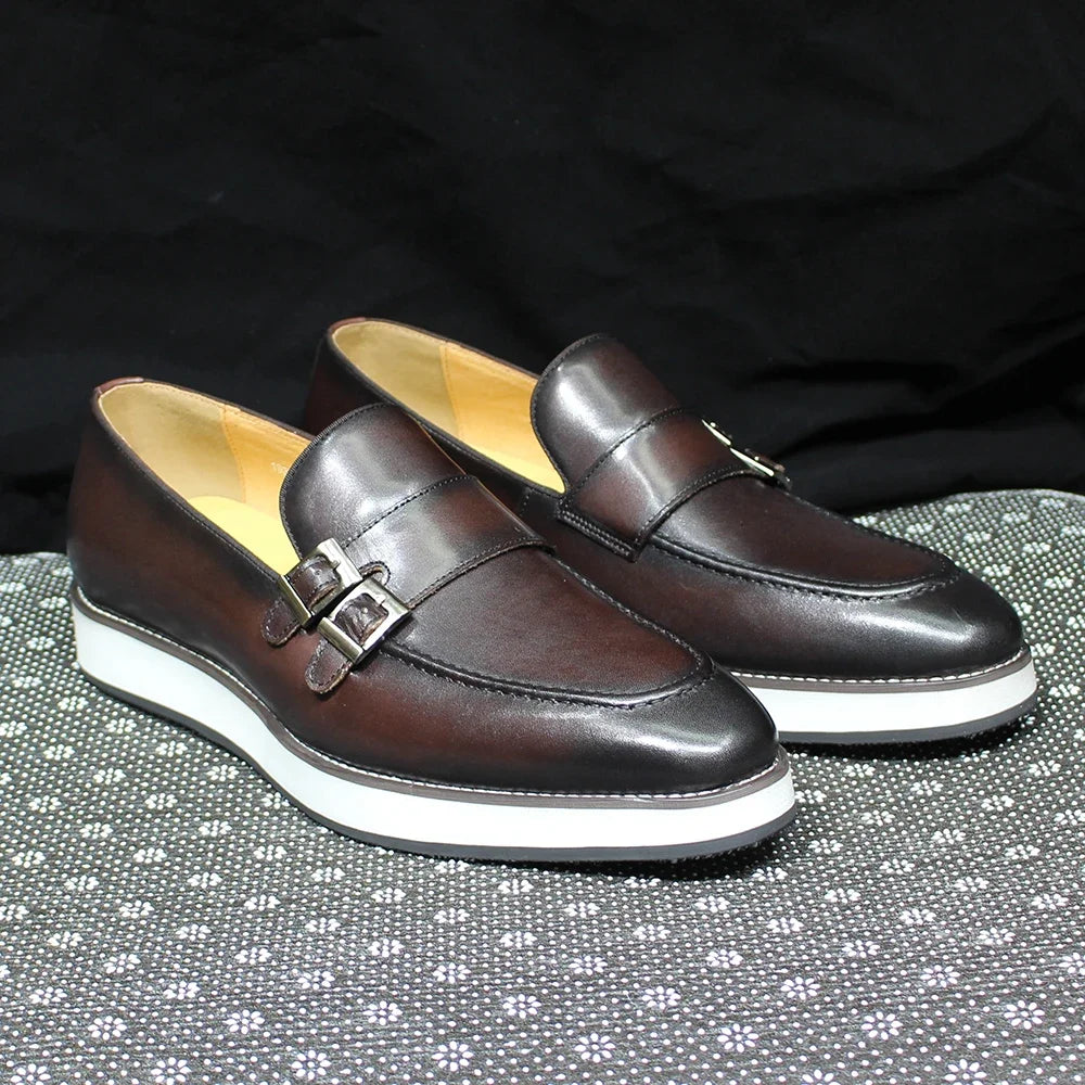 Classic Men's Double-Buckles Monk Loafers